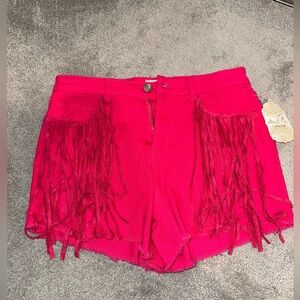 Altar’d State Altard State Hot Pink Shorts Fringe